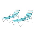 Hampton Bay Melrose Park Blue Adjustable Outdoor Strap Chaise Lounge with Aluminum Frame (2-Pack) $49 Free Ship to Store
