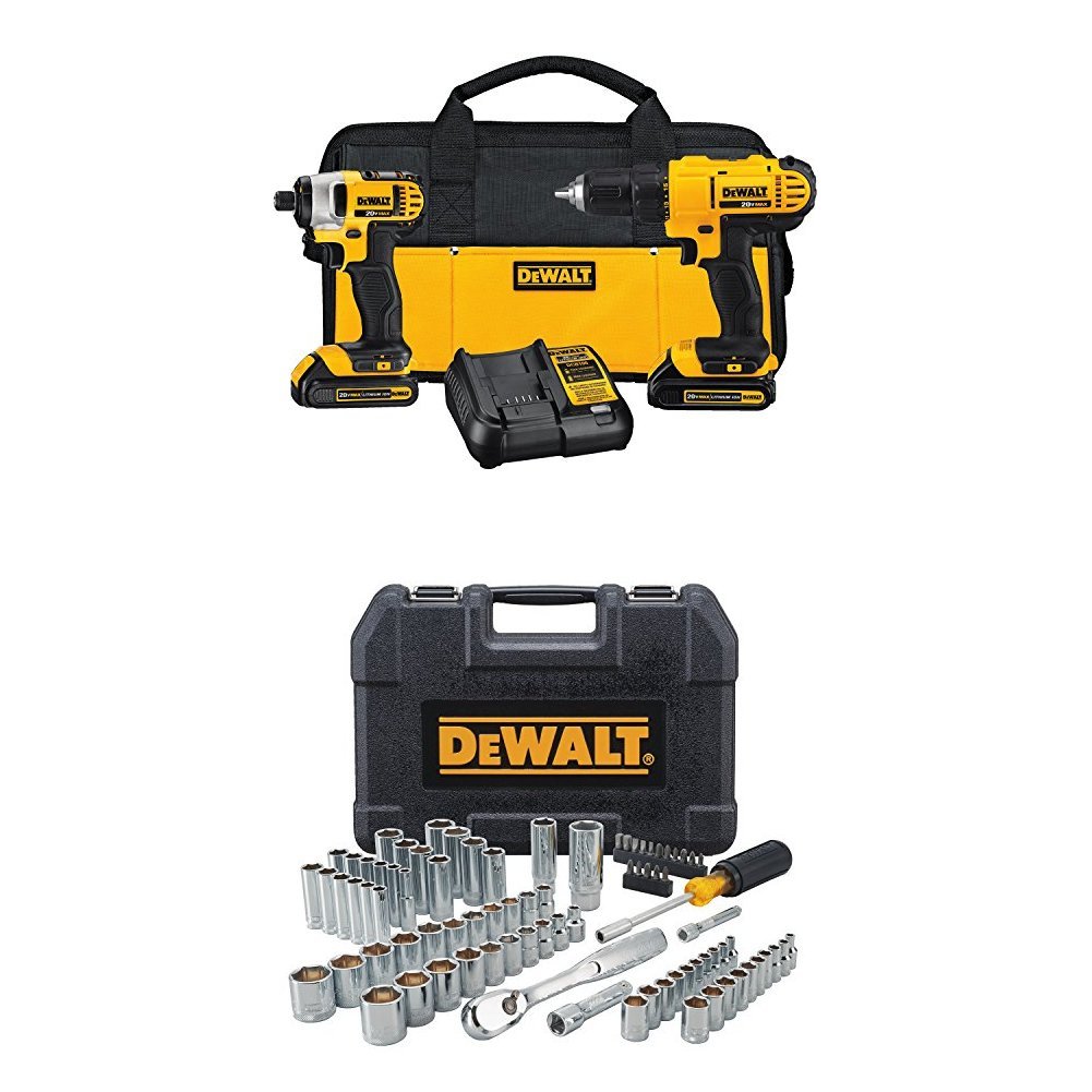 DEWALT 20v Lithium Drill Driver/Impact Combo Kit + 84pc Tool Set $187.9