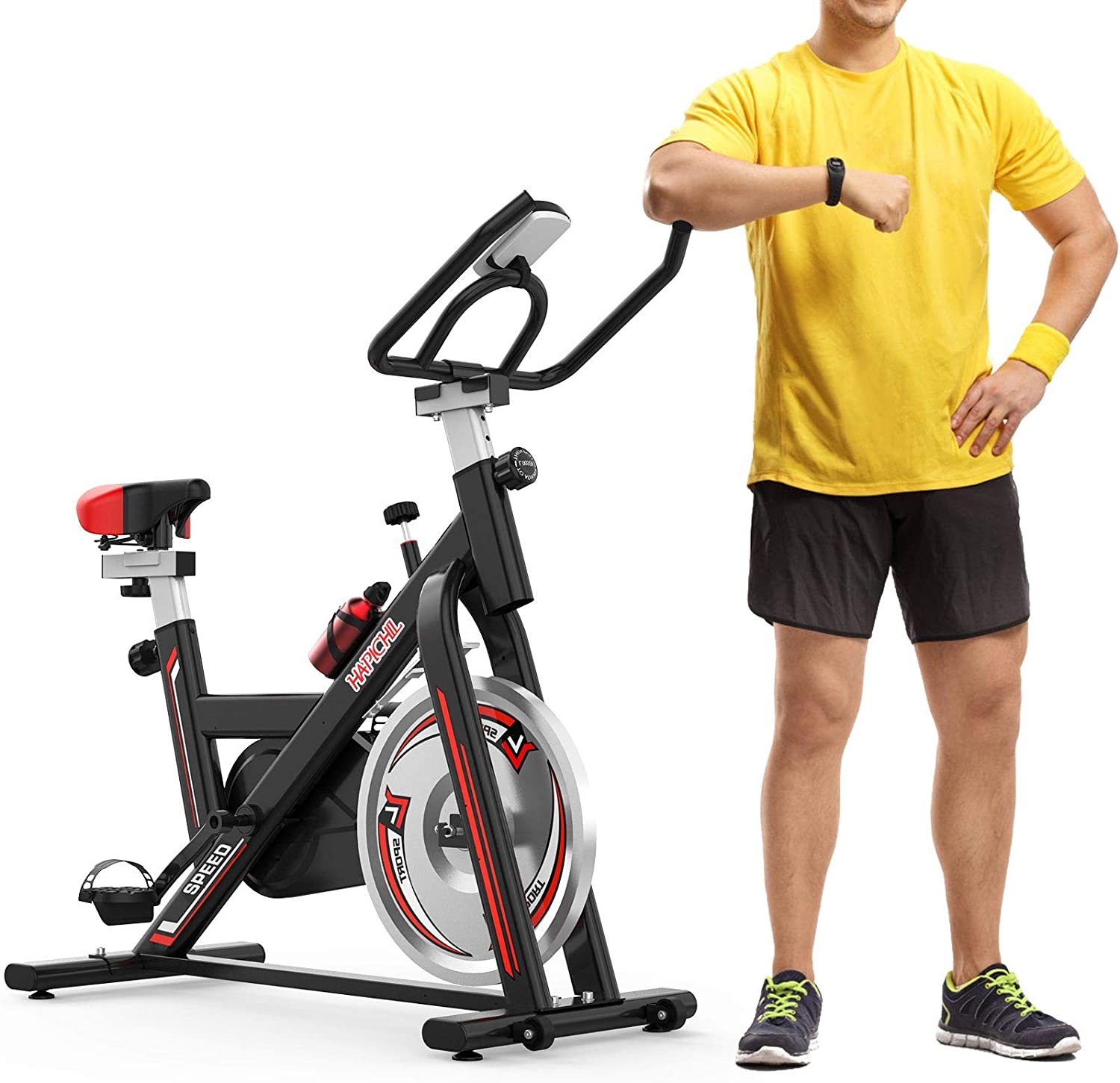 HAPICHIL Exercise Stationary Bike, Adjustable Seat + LCD Display $149.97