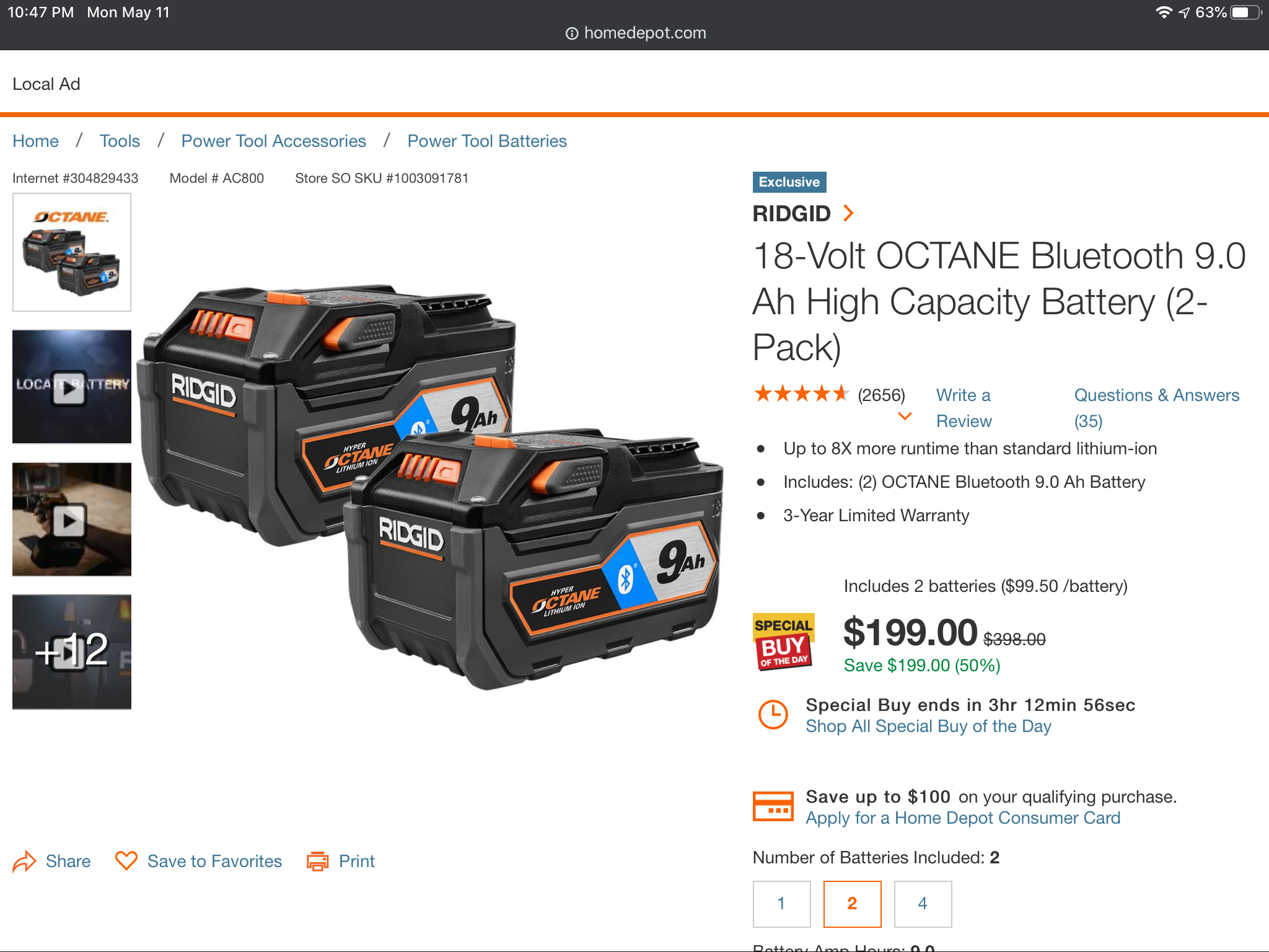 Home Depot Ridgid 9ah Battery 2pack For 199 Slickdeals Net