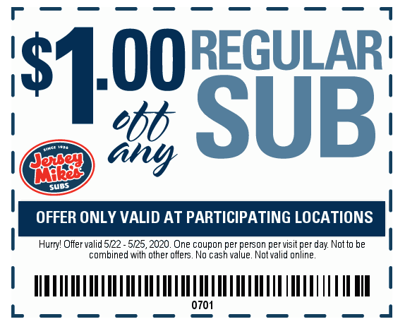 jersey mikes coupon for $1 off a regular. - Slickdeals.net