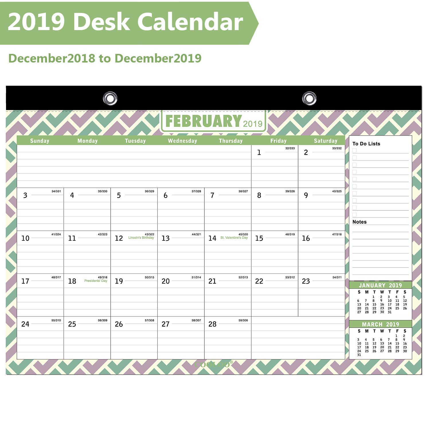 Large 2019 Monthly Wall Desk Calendar 17 11 5 5 95 Free