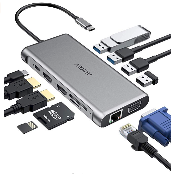 AUKEY USB C Hub 12-in-1 Type C Hub with Ethernet,Dual 4K HDMI and much more $39.99+tax AC