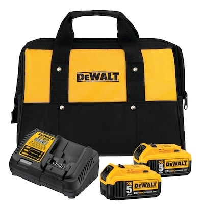 DEWALT XR 20-Volt 2-Pack 5 Amp-Hour; 5 Amp-Hour Lithium Power Tool Battery Kit (Charger Included) Lowes.com - $199