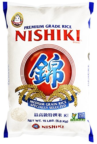 Nishiki Premium Rice, Medium Grain,15 Pound (Pack of 1) $15.58 + F/S w/ Prime or on Orders $25+