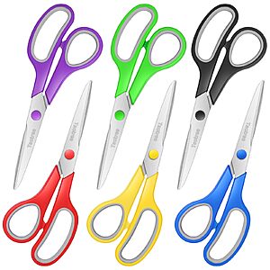 6-Pack Taotree 8" All Purpose Comfort Grip Scissors $5