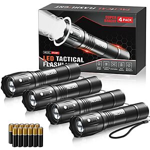 4 Pack High Lumens LED Flashlights with 3 Modes (Battery Included) $9.49 @Amazon