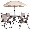 6-Piece EMMA + OLIVER Patio Garden Set w/ Umbrella Table &amp;amp; Set of 4 Folding Chairs (Brown) $87.23 + Free Shipping