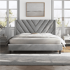 Renwick Modern Upholstered Platform Queen Bed w/ Slat Support (Light Gray) &amp;amp; More $90.87 + Free Shipping