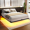 Zoller Floating Bed Frame w/ LED &amp;amp; Charging Station, Modern Platform Bed (Queen) $99.99 + Free Shipping