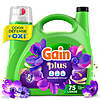 Gain Plus Liquid Laundry Detergent with Odor Defense & OXI, 99 oz, 75 Loads (Moonlight Breeze)