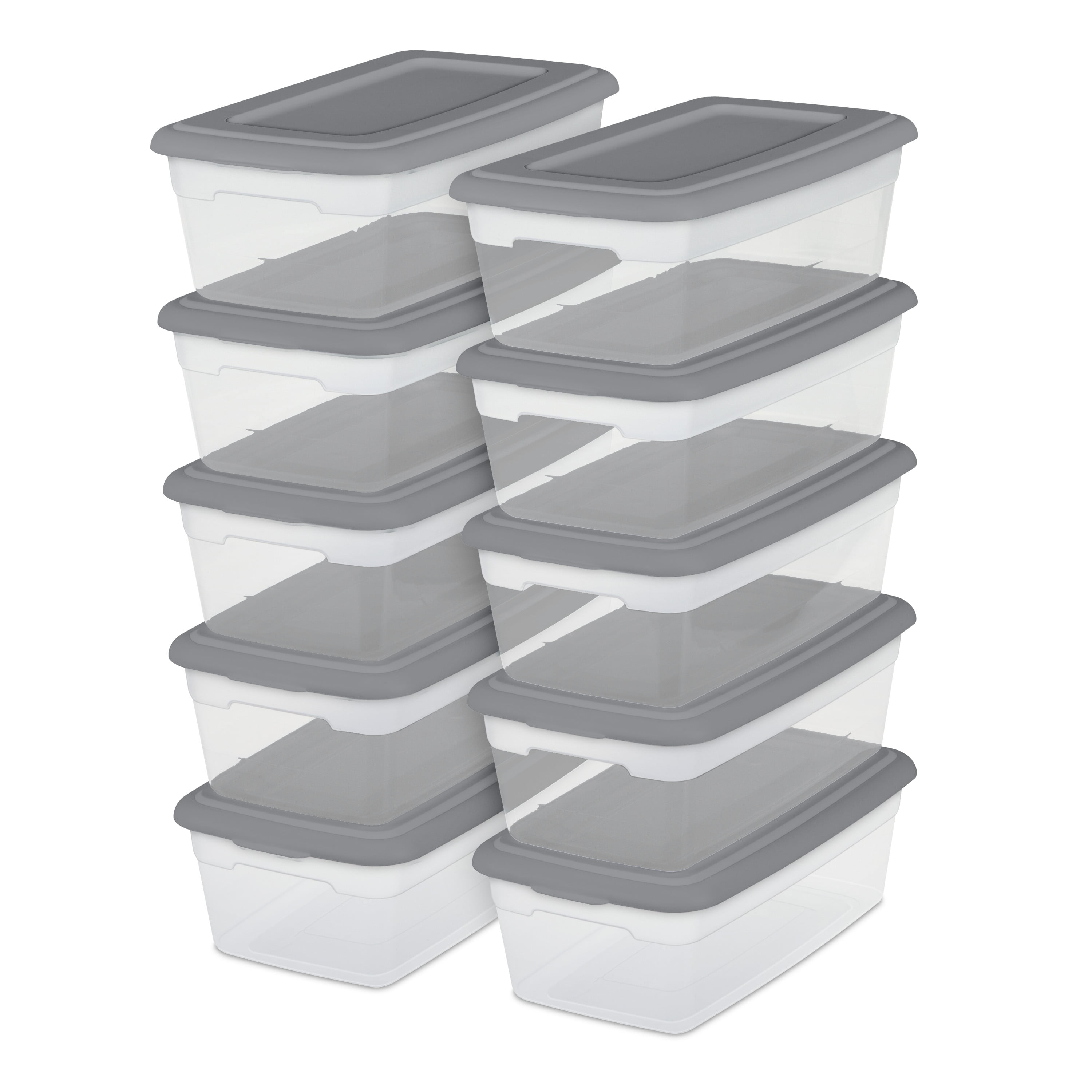 10-Pack 6-Qt Sterilite Clear Plastic Storage Boxes w/ Gray Lids $11 + Free Store Pickup