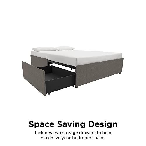 Select Amazon Accounts (East Coast): Queen Size DHP Maven Raised Platform Upholstered Bed w/ Drawers & Mattress Support (Gray Linen) $125.85 + Free Shipping