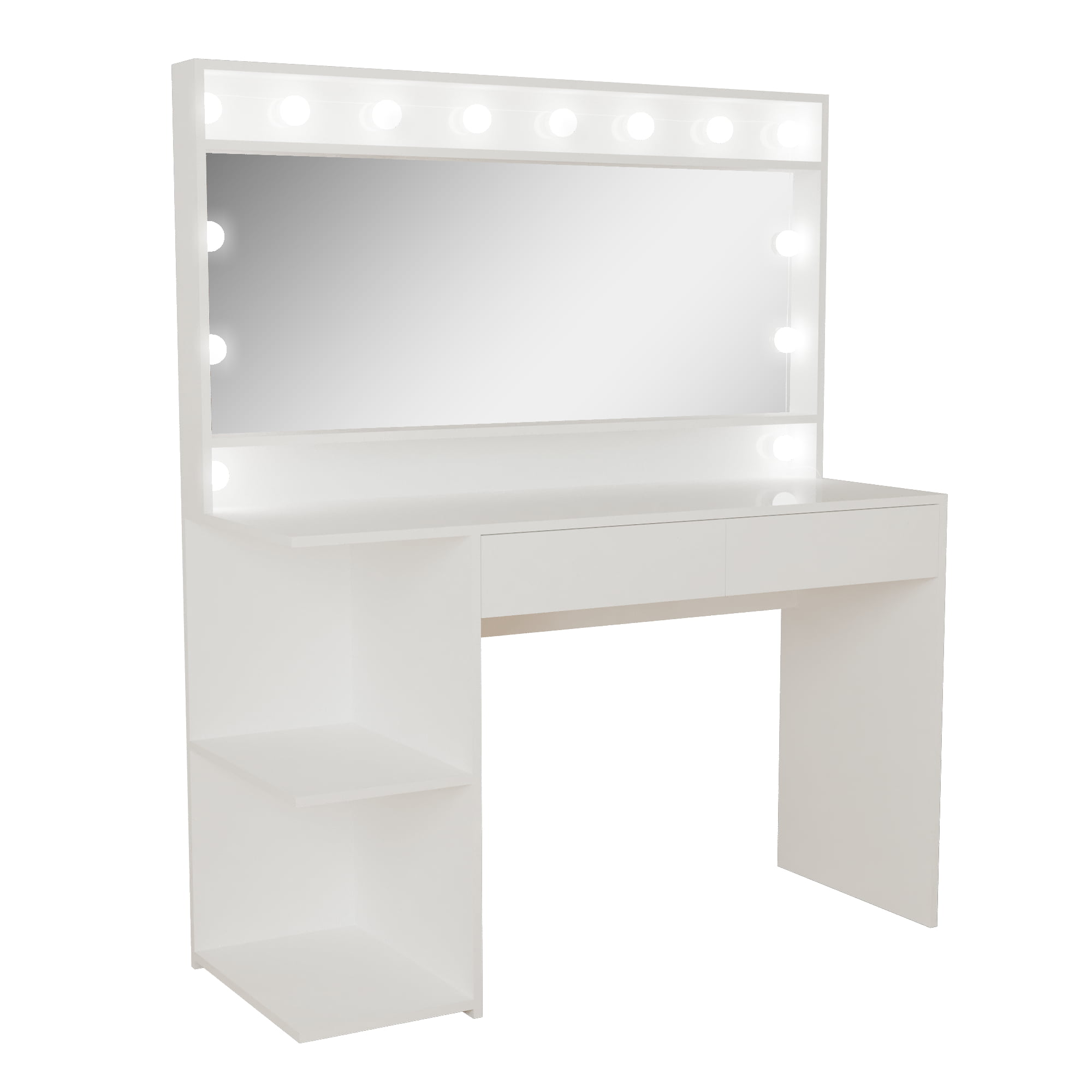 56" x 47" Ember Interiors Emery Modern Painted Vanity Table W/ LED Lights (White) $187 + Free Shipping