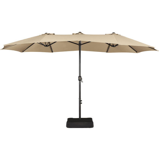 15' Easyfashion Extra Large Outdoor Umbrella Set w/ Base (Tan or Sky