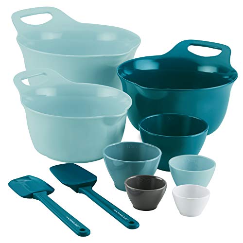 10-Pc Rachael Ray Cooking / Baking Prep Set w/ Mixing Bowls, Measuring Cups, & Tools (Light Blue and Teal) $28 + Free Shipping
