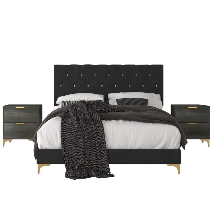 3-Pc Etta Avenue Ossabaw Upholstered Bedroom Set (Queen) $220 + Free Shipping