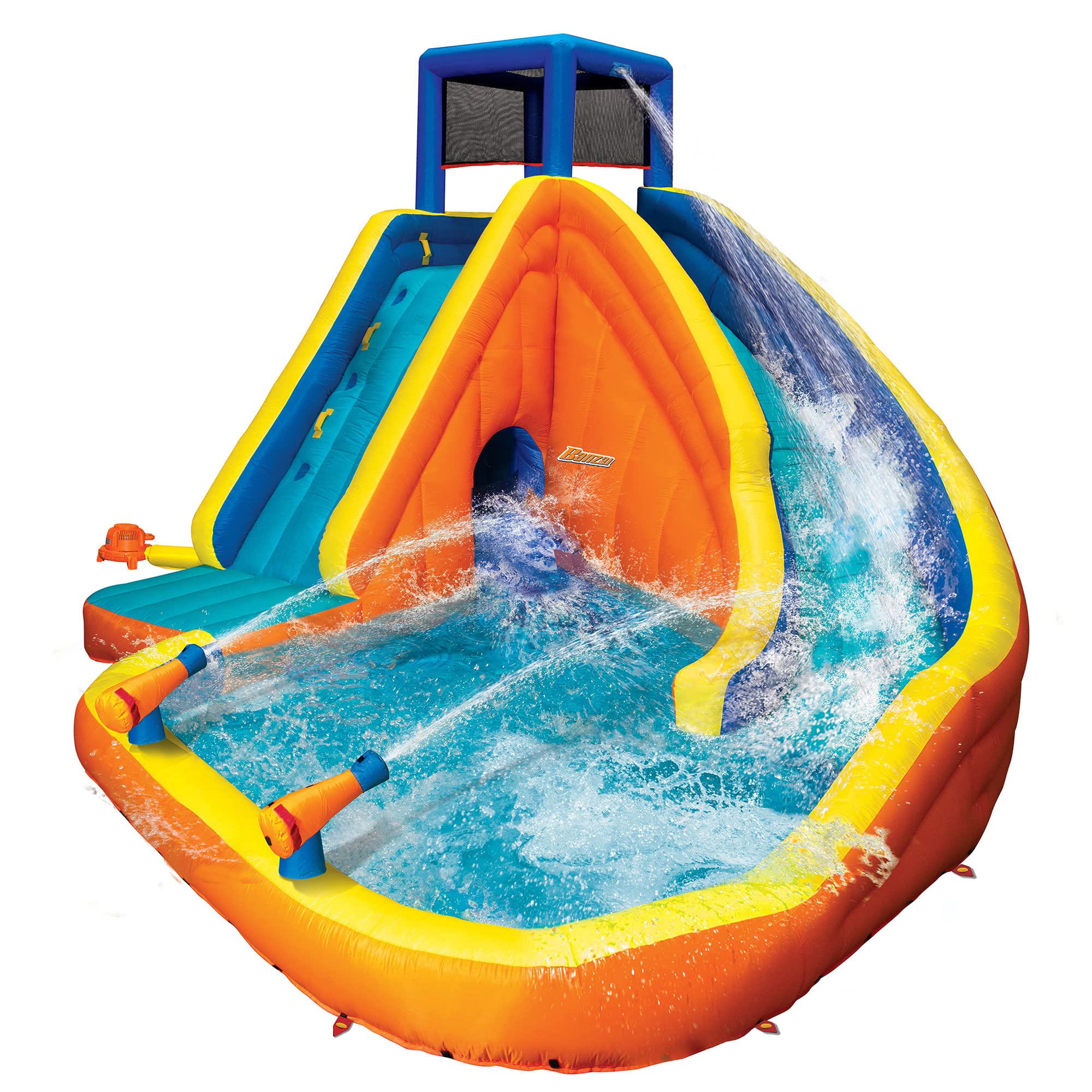 10' Tall BANZAI Sidewinder Falls Inflatable Kids Water Park Swim Splash Pool w/ Slide, Clubhouse, Climbing Wall, & Built-in Water Cannons $315 + Free Shipping