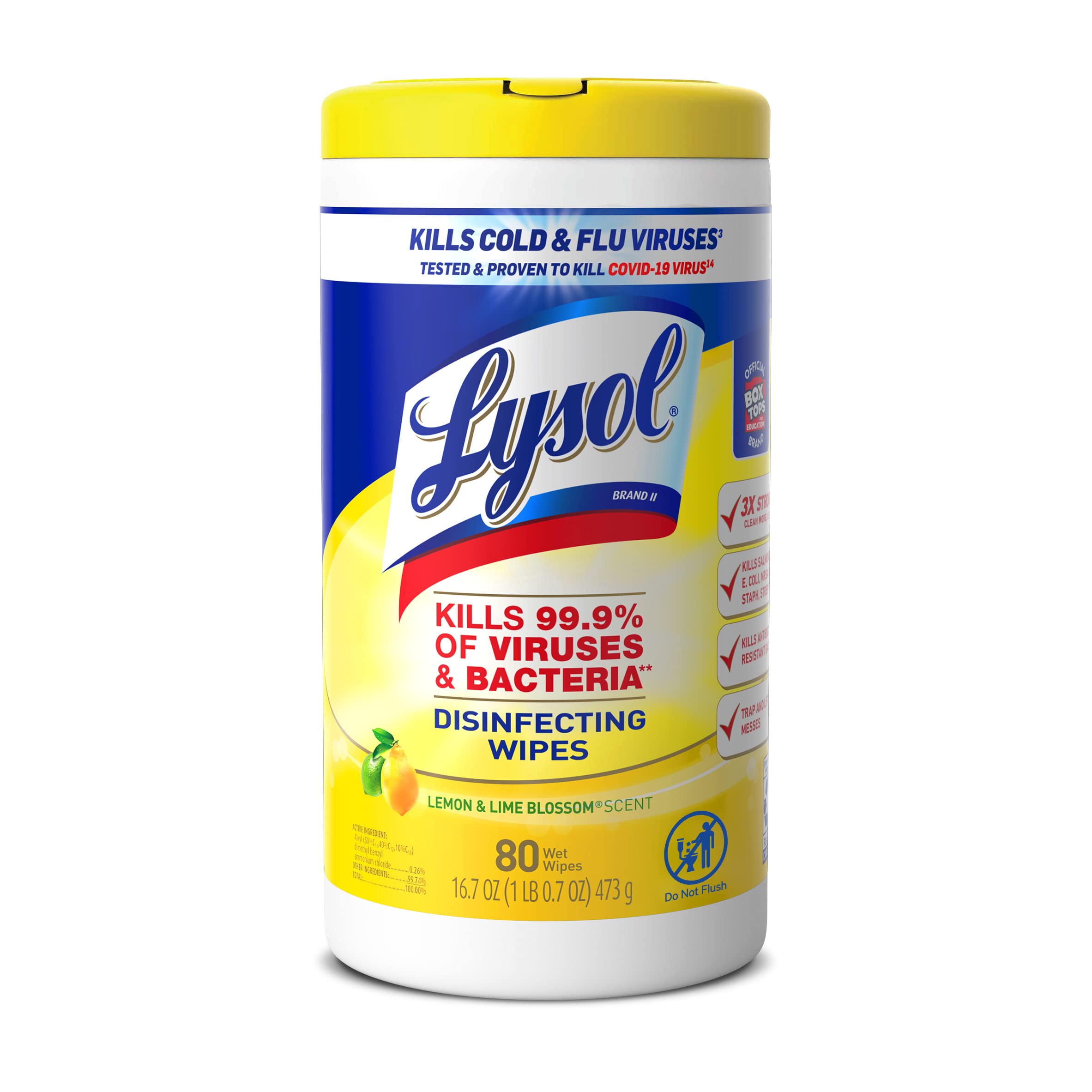 80-Count Lysol Disinfectant Wipes, Multi-Surface Antibacterial Cleaning Wipes (Lemon Scent) $3.50 + Free Shipping w/ Prime or on $25+