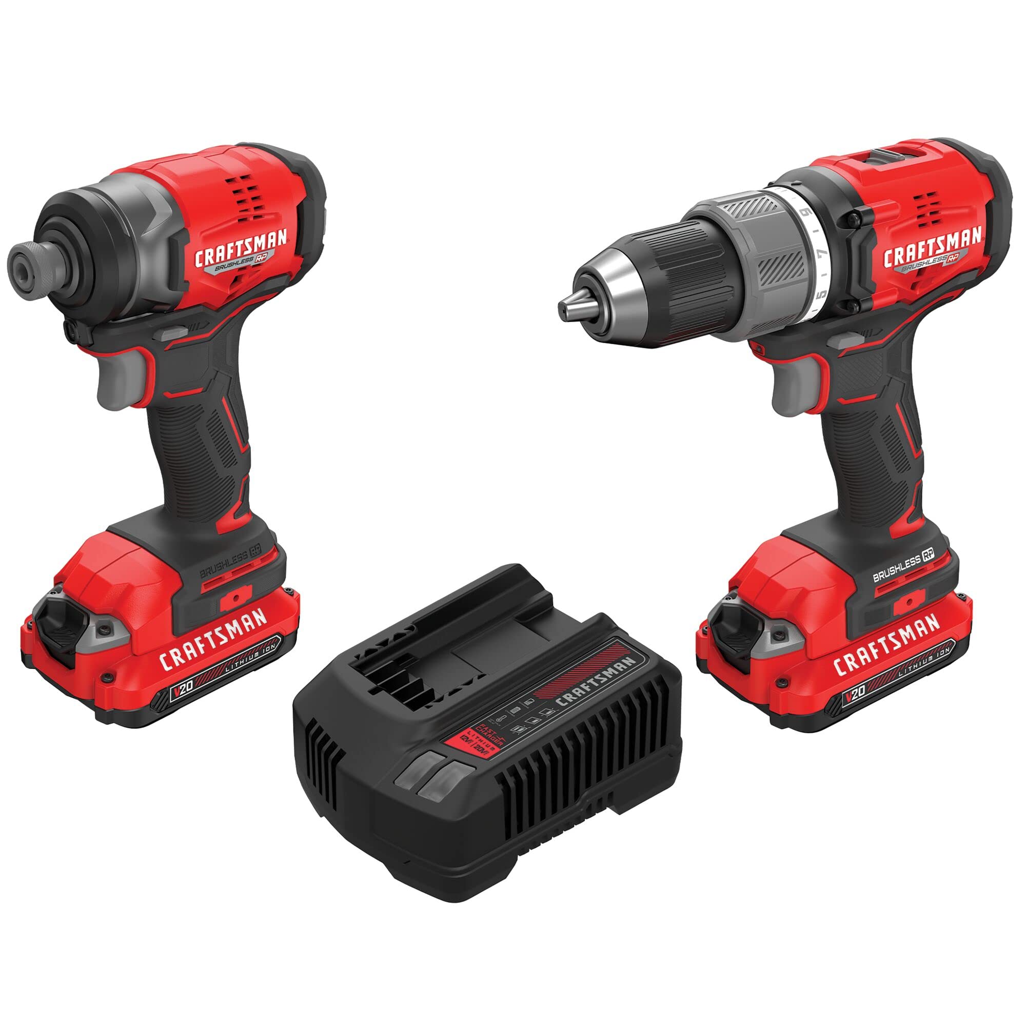 6Piece CRAFTSMAN V20 RP Brushless Cordless Drill & Impact Driver Power