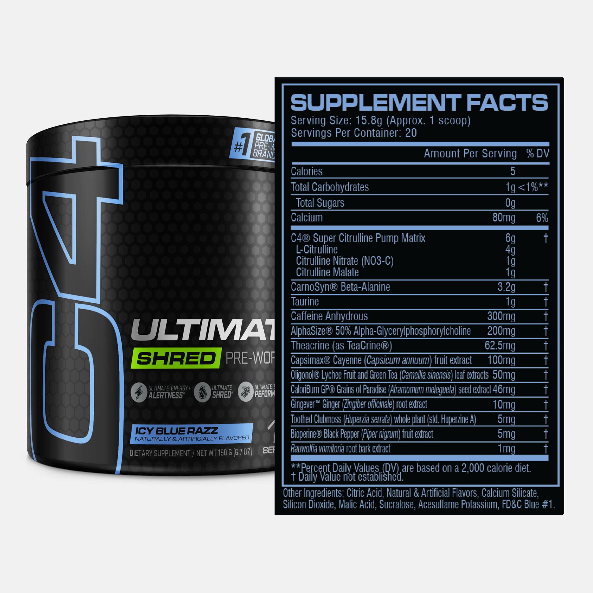 6.7Oz Cellucor C4 Ultimate Shred PreWorkout Powder (Icy Blue Razz, 12