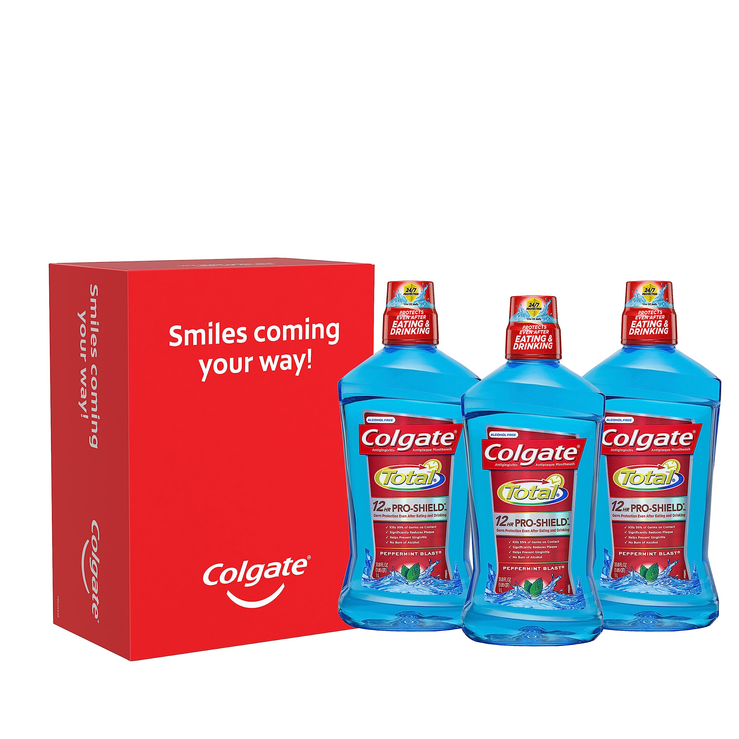 3-Pack 33.8-Oz Colgate Total Alcohol Free Mouthwash (Peppermint) $9.30 ($3.09 Ea) w/ S&S + Free Shipping w/ Prime or on $35+