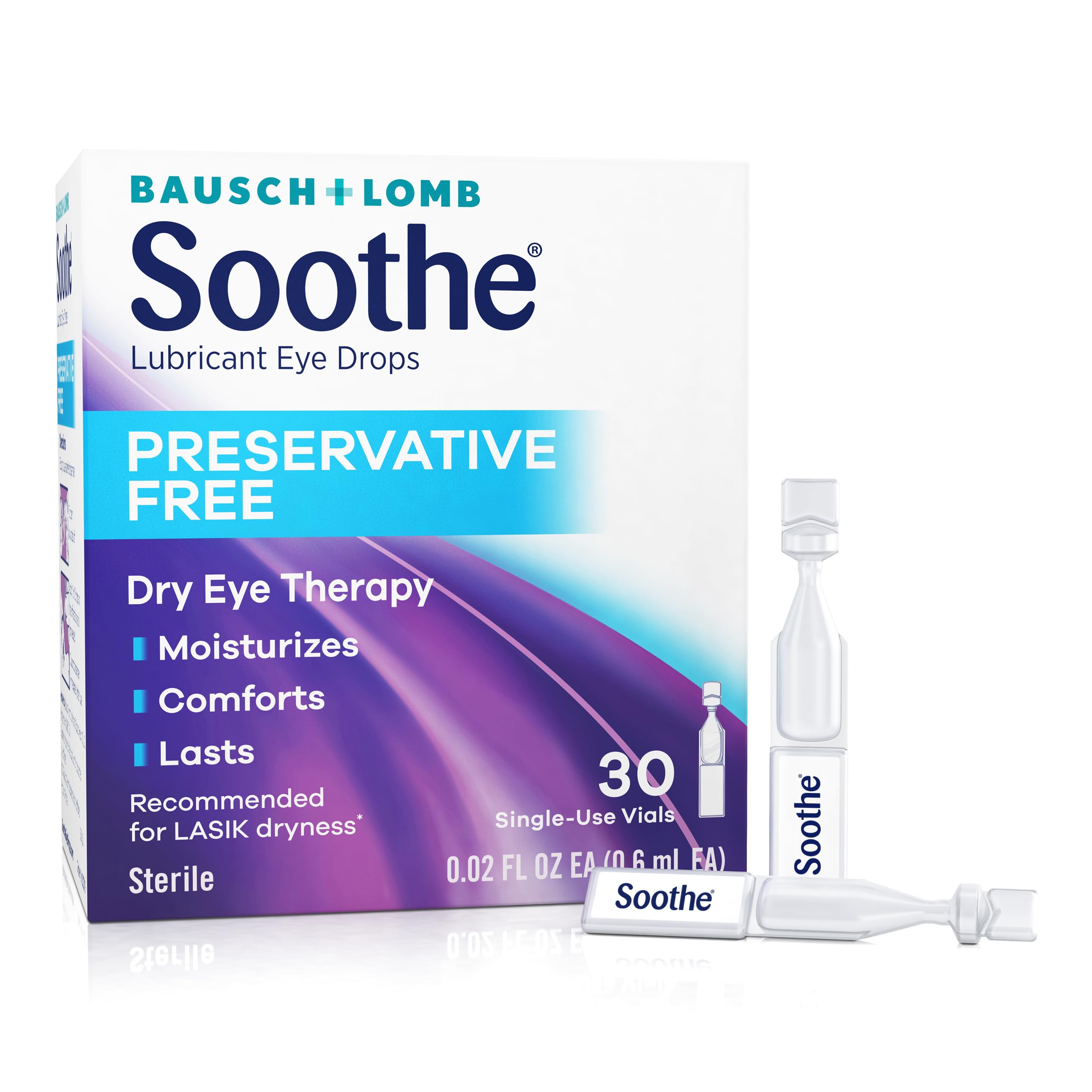 28-Count . 02-Oz Bausch + Lomb Soothe Preservative-Free Lubricant Eye Drops $6.05 (.22c Ea) w/ S&S + Free Shipping w/ Prime or on $35+