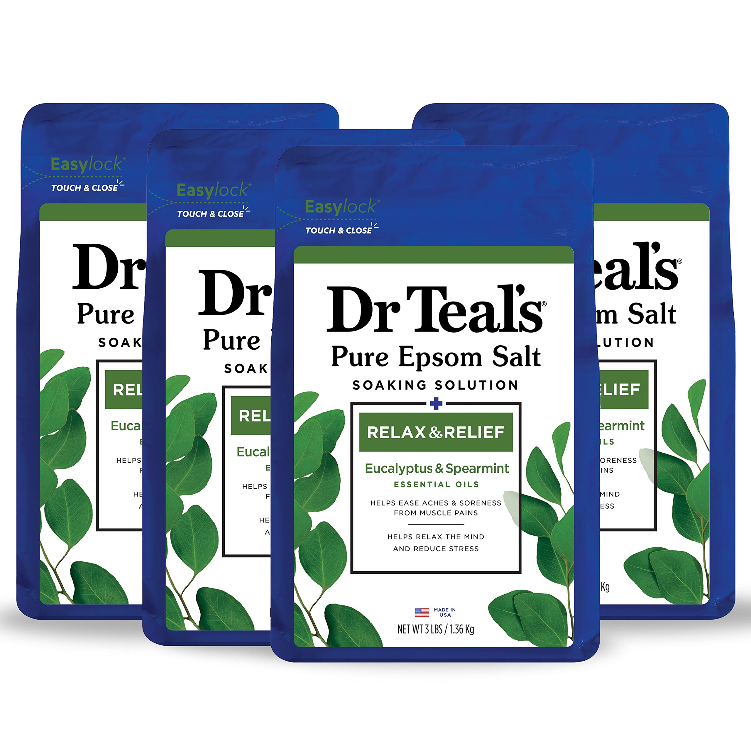 4-Count 3-Lb Dr Teal's Pure Epsom Salt Relax & Relief w/ Eucalyptus & Spearmint $15.60 ($3.90 Ea) w/ S&S + Free Shipping w/ Prime or on $35+