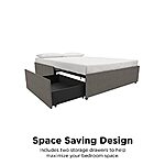 Select Amazon Accounts (East Coast): Queen Size DHP Maven Raised Platform Upholstered Bed w/ Drawers &amp; Mattress Support (Gray Linen) $125.85 + Free Shipping