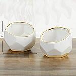 2-Pc 3.4&quot; Kate Aspen Geometric Ceramic Planters Decorative Bowls (White) $11.90 + Free Shipping w/ Prime or on $25+
