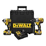 20V DEWALT MAX Hammer Drill &amp; Impact Driver Cordless Power Tool Combo Kit w/ 2 Batteries &amp; Charger $295.75 + Free Shipping