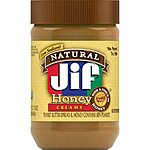 16-Oz Jif Natural Creamy Peanut Butter Spread &amp; Honey $2.35 w/ S&amp;S + Free Shipping w/ Prime or on $35+