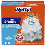 110-Count 13-Gal Hefty Ultra Strong Kitchen Trash Bags w/ Drawstring Closure &amp; Continuous Odor Control, White (Clean Burst Scent) $10.92 w/ S&amp;S + Free Shipping w/ Prime or on $35+