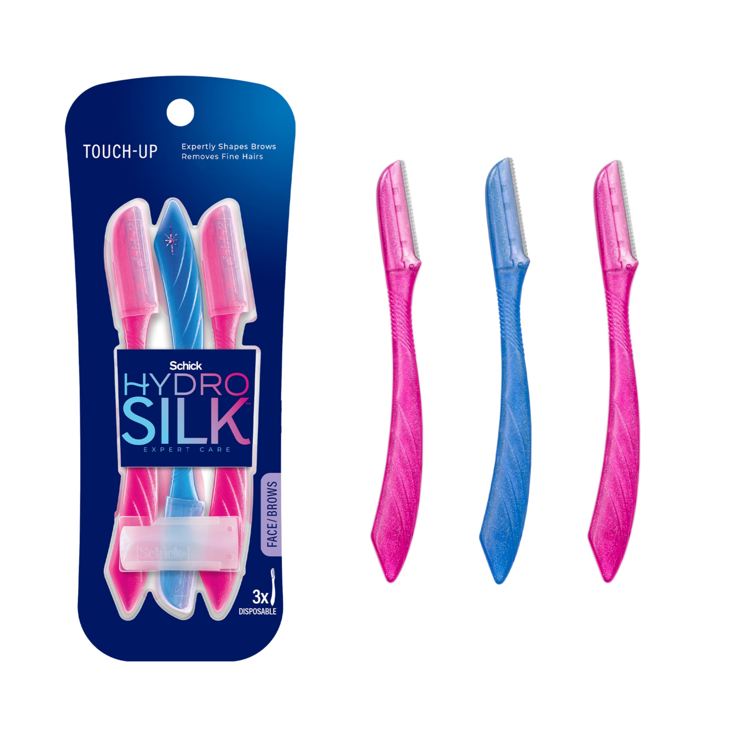 3-Count Schick Hydro Silk Touch-Up Multipurpose Exfoliating Dermaplaning Eyebrow Facial Razor w/ Precision Cover $1.70 (.56c Ea) w/ S&S + Free Shipping w/ Prime or on $35+