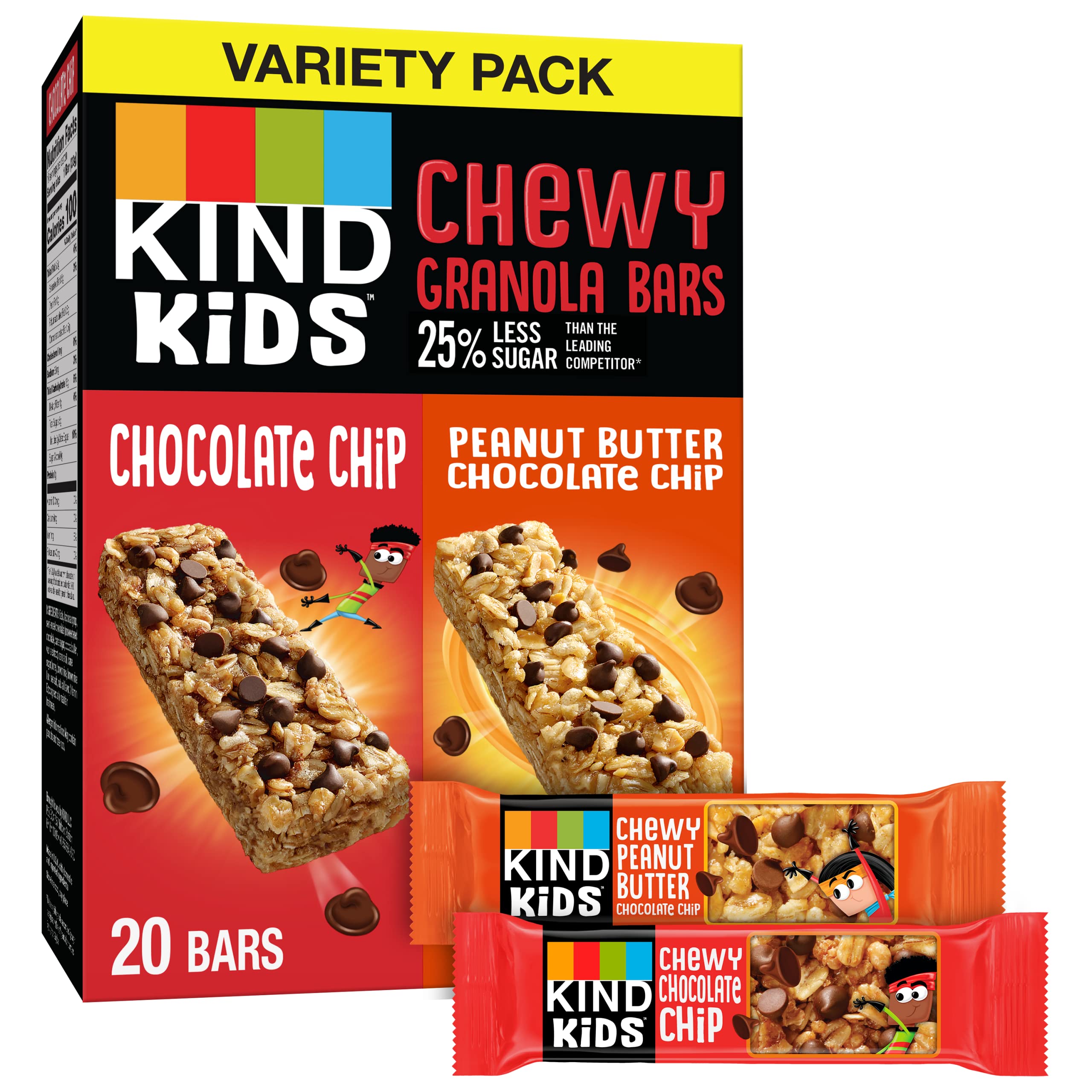 20-Count Kind Kids' Chewy Granola Bars (Chocolate Chip & Peanut Butter Chocolate Chip) $7.60 (.38c Ea) + Free Shipping w/ Prime or on $35+
