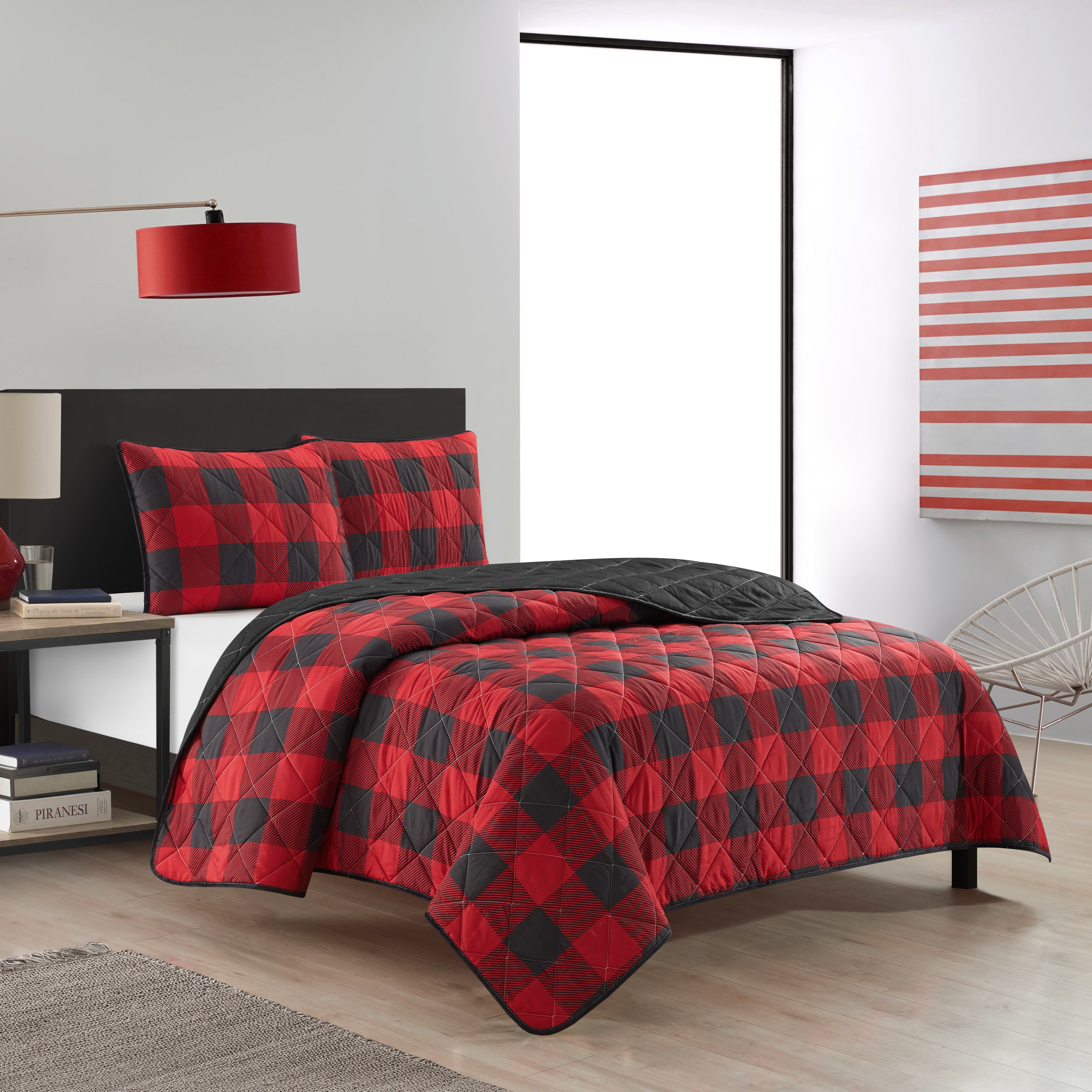 3-Piece Dearfoams Red Plaid Quilt Set (Full/Queen) $15.35 or (King) $17.10  + Free S&H w/ Walmart+ or $35+