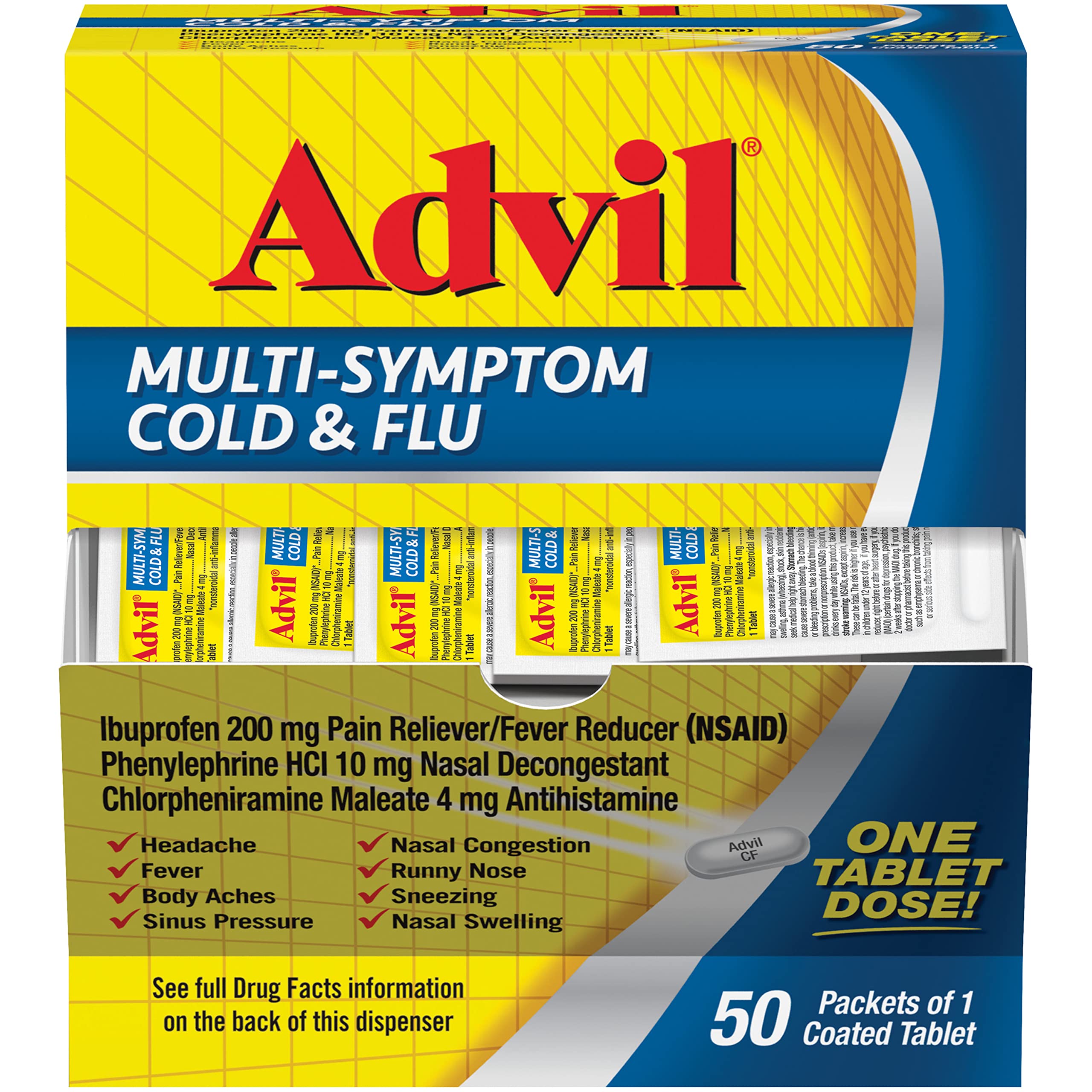50-Count Advil Multi Symptom Cold & Flu Tablets $13.65 (.27c Ea) + Free Shipping w/ Prime or on $35+ $13.64