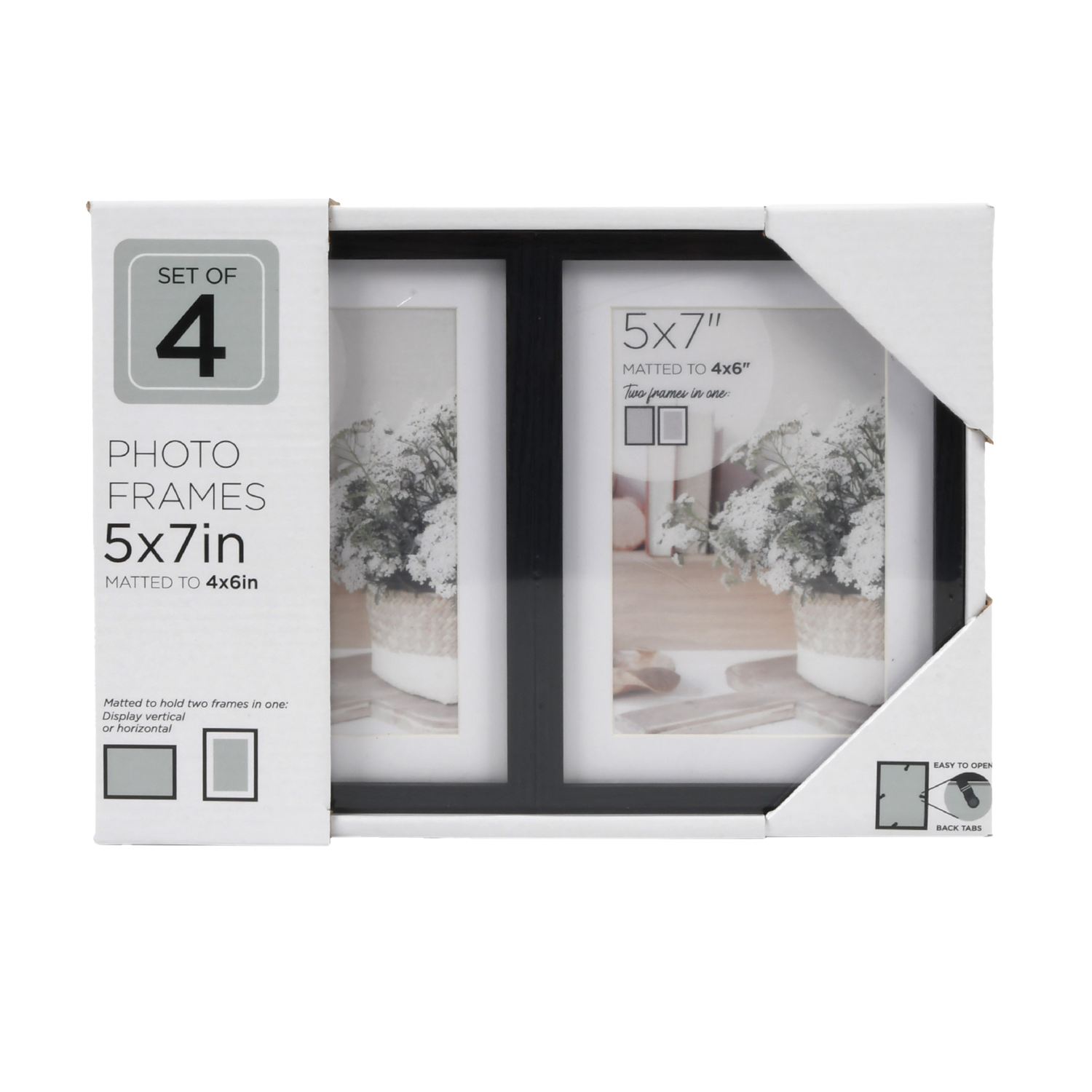4-Pack 5" x 7" New View Dakota Black Linear Picture Frame Set (Matted for 4" x 6" Photos) for Wall or Desktop $4.47 ($1.12 Ea) + Free S&H w/ Walmart+ or $35+