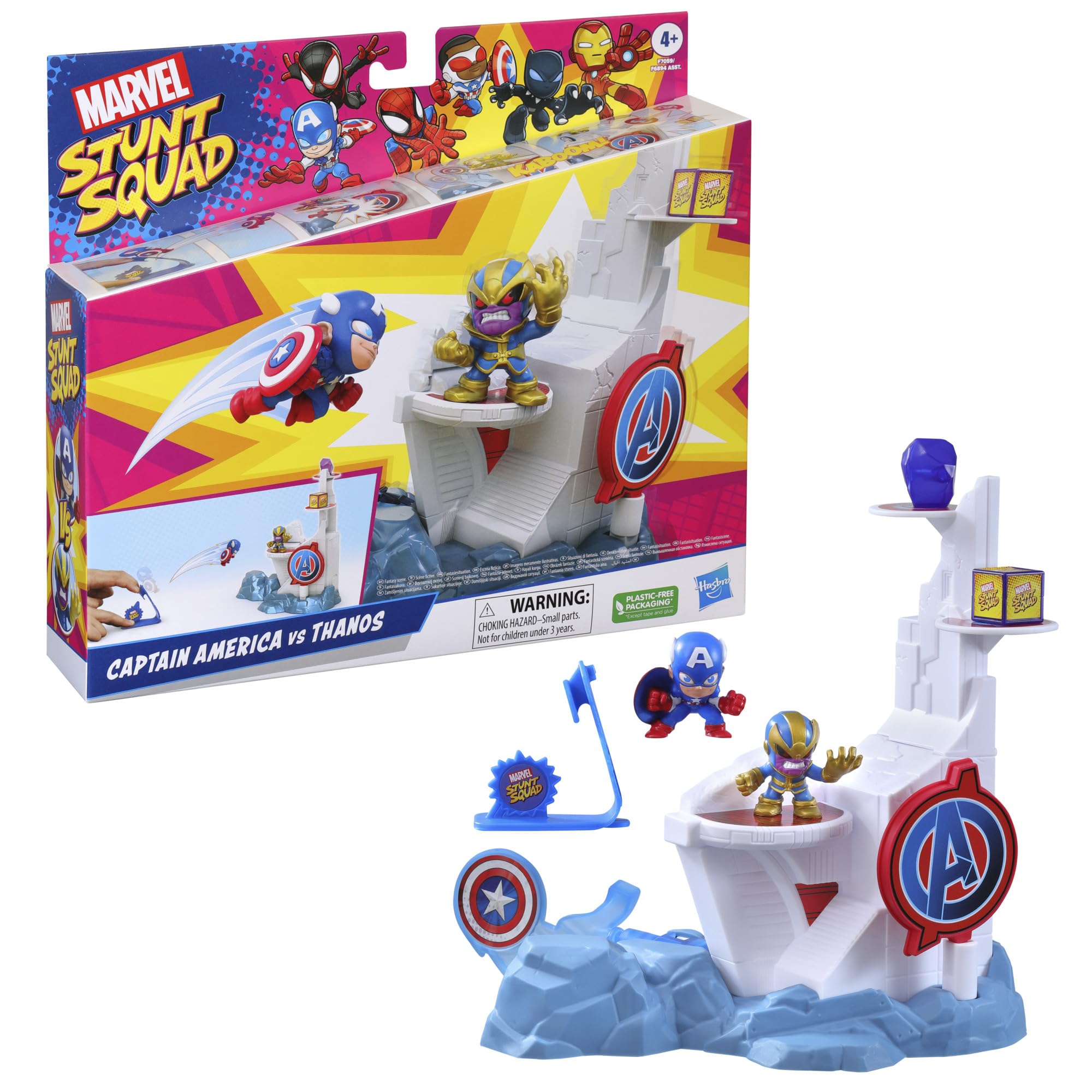 Marvel Stunt Squad Tower Smash Playset w/ 1.5" Captain America & Thanos Super Hero Action Figures $4.45 + Free Shipping w/ Prime or on $35+