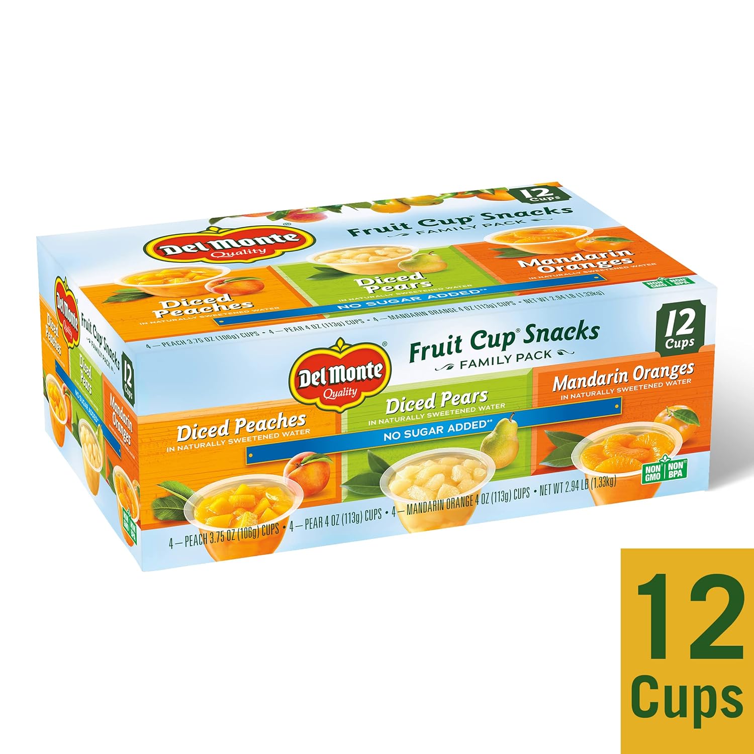 12-Pk 4-Oz Del Monte No Sugar Added Variety Fruit Cups $6.38 (.53c Ea) w/ S&S + Free Shipping w/ Prime or on orders $35+