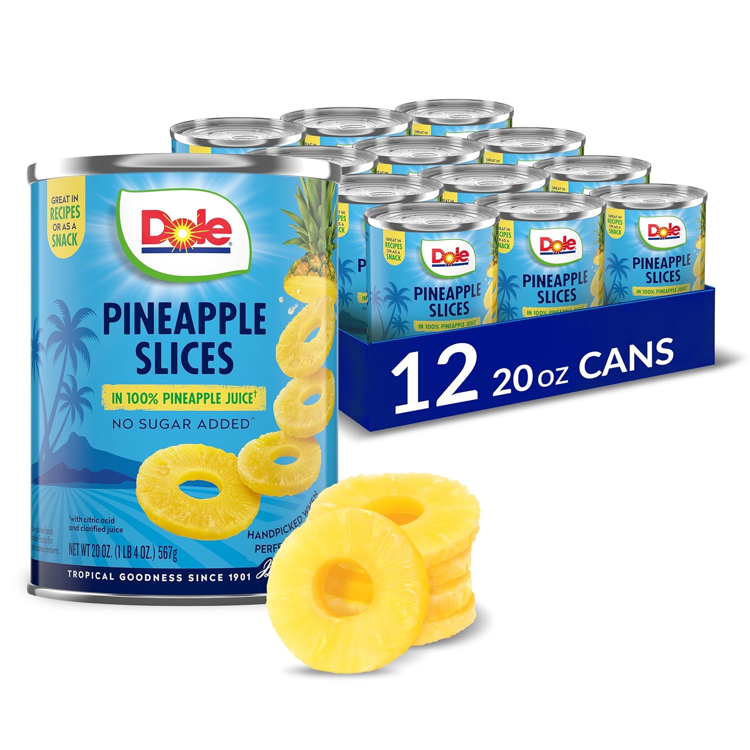 12-Pack 20-Oz Dole Canned Pineapple Slices in 100% Pineapple Juice $15.05 ($1.25 Ea) w/ S&S + Free Shipping w/ Prime or on orders over $35
