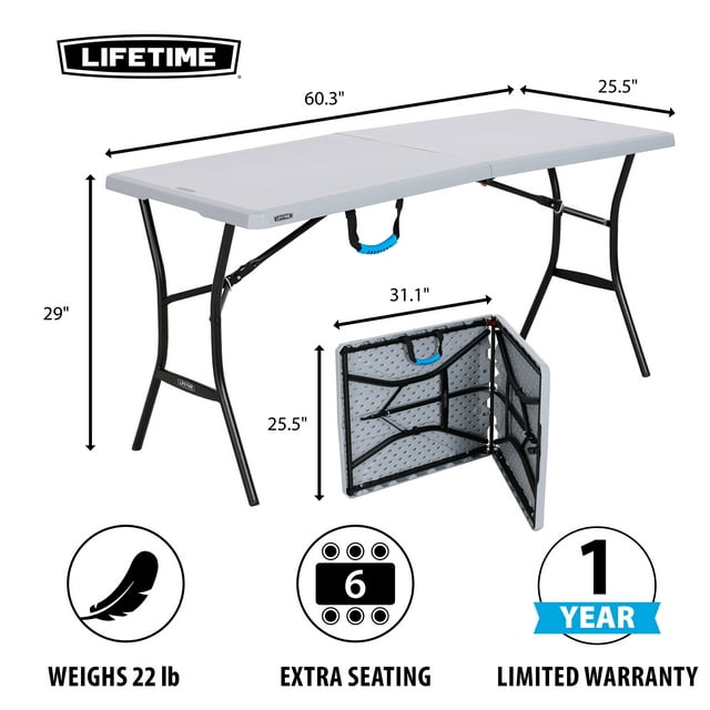 5' Lifetime Folding Tailgating Camping & Outdoor Table (Gray) $45 + Free Shipping