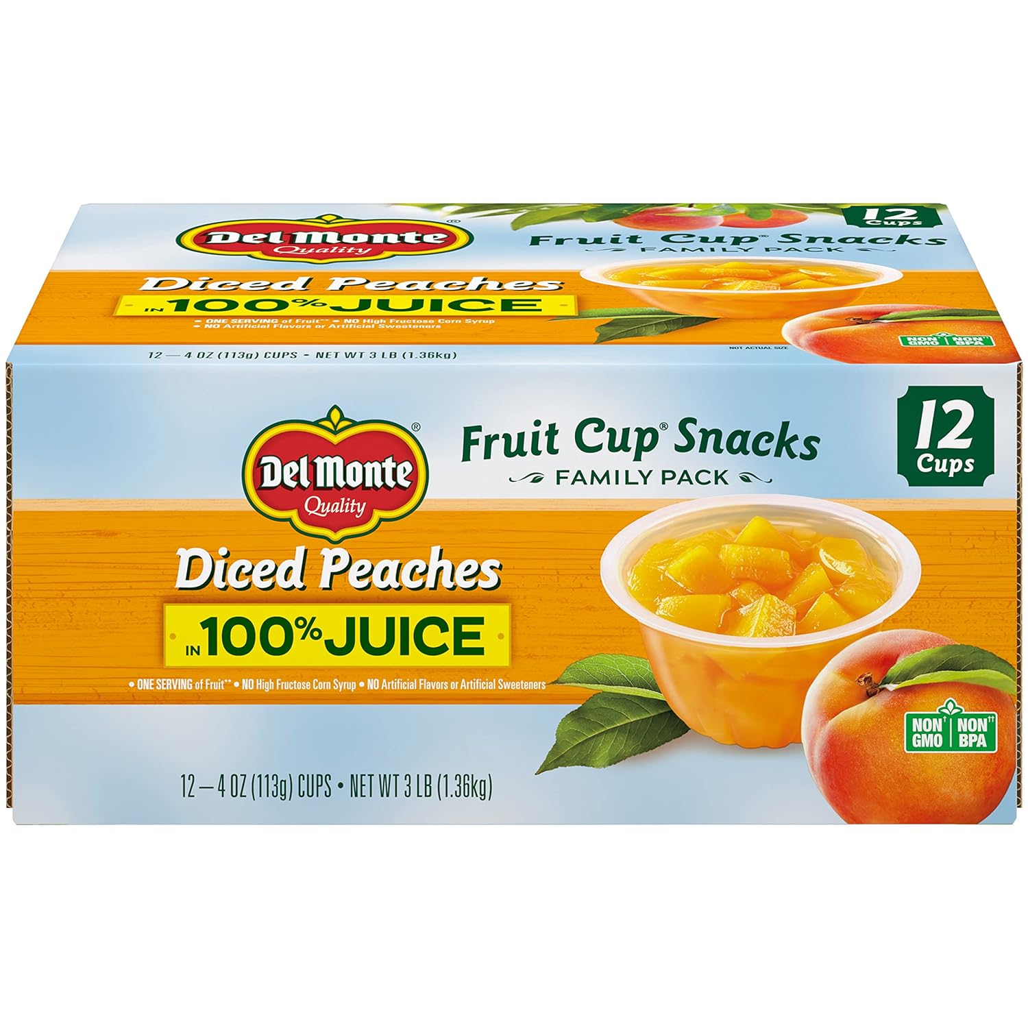 12-Pack 4-Oz Del Monte Diced Peaches Fruit Cups (in 100% Fruit Juice) $6.38 (.53c Ea) w/ S&S + Free Shipping w/ Prime or on orders over $35