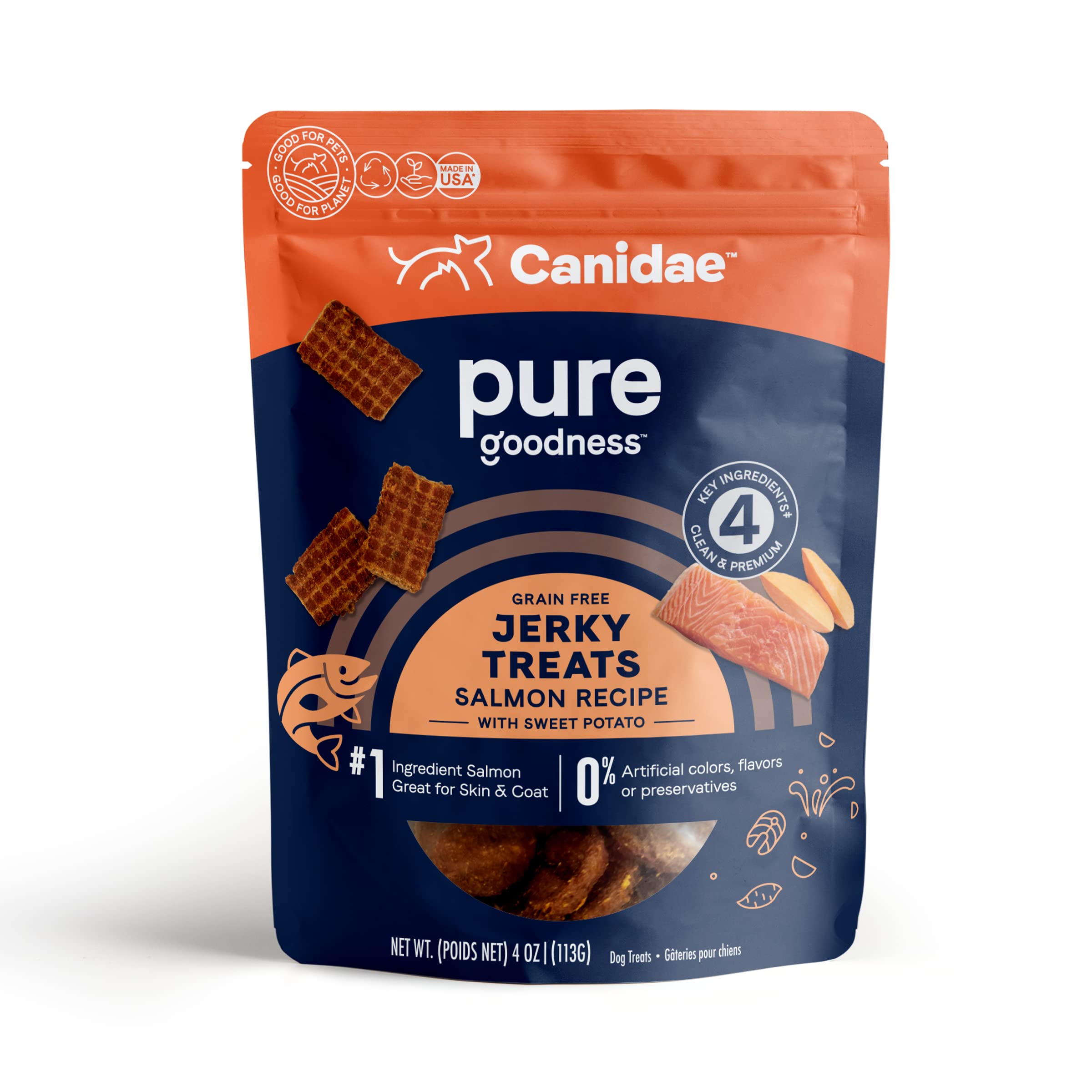 4-Oz CANIDAE Grain Free Pure Dog Jerky Treats (Salmon with Sweet Potato) $6.65 w/ S&S + Free Shipping w/ Prime or on $35+