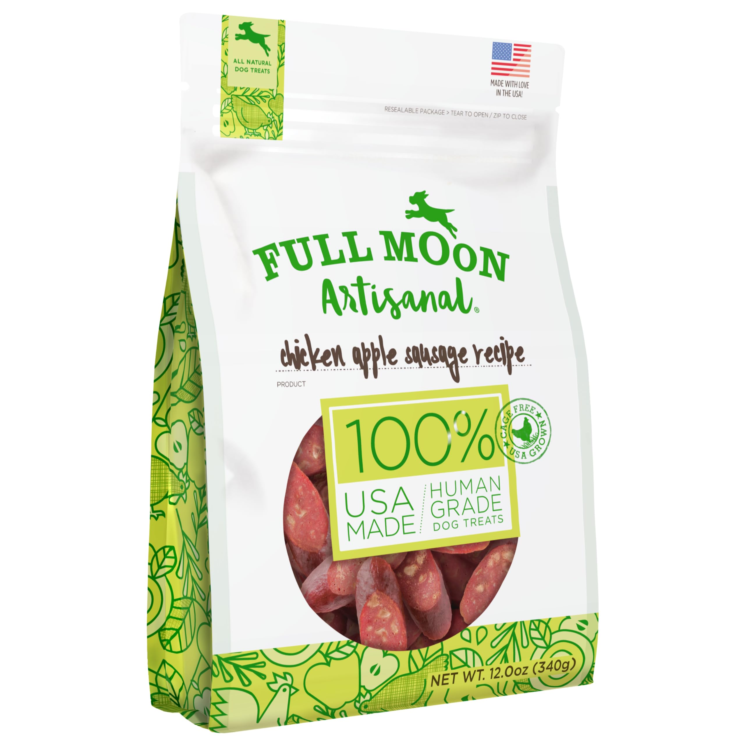 12-Oz Full Moon Chicken Apple Sausage Dog Treats & More $9.10 + Free Shipping w/ Prime or on $35+