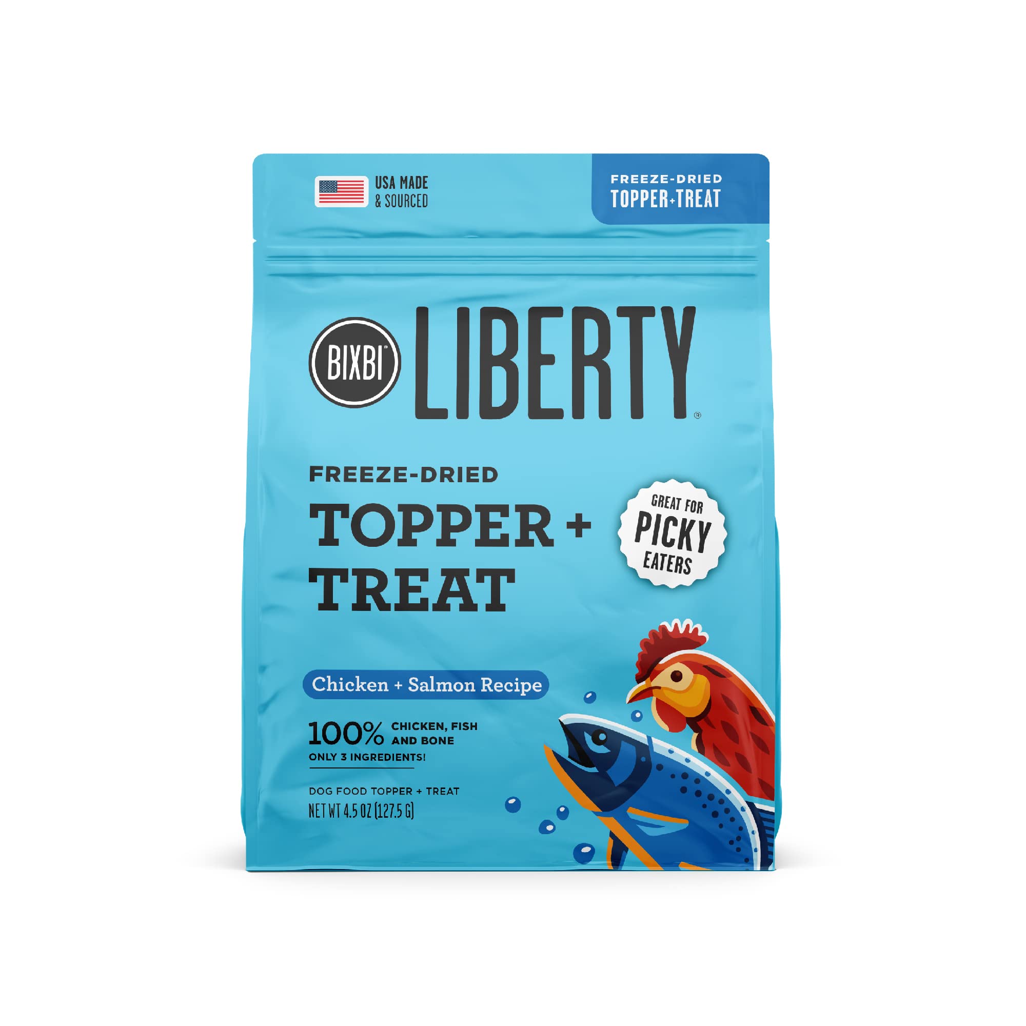 4.5-Oz BIXBI Liberty Freeze Dried Dog Food Topper + Dog Treat (Chicken and Salmon Recipe) & More $6 + Free Shipping w/ Prime or on $35+