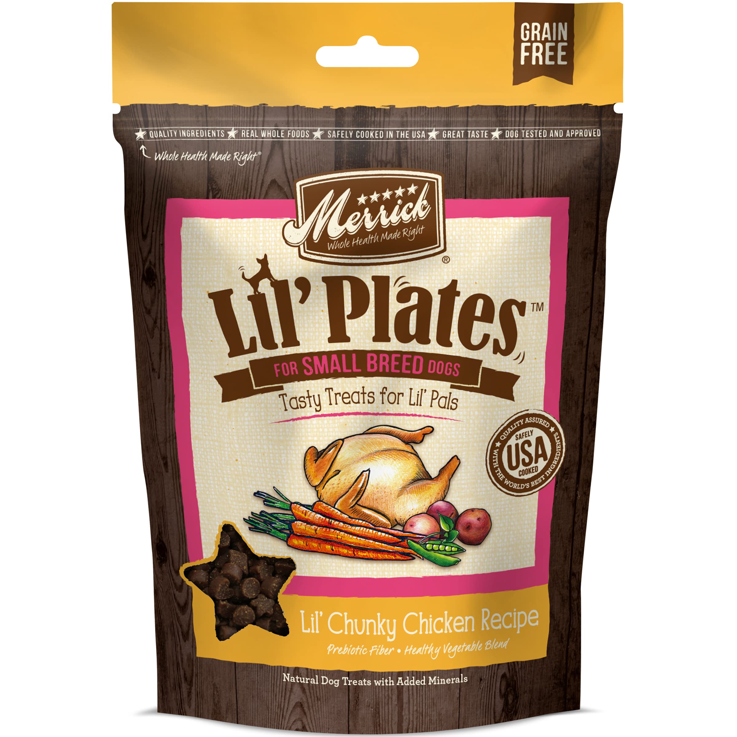 5-Oz Merrick Lil' Plates Lil' Chunky Grain Free Small Breed Dog Treats (Chicken) $2.18 w/ S&S + Free Shipping w/ Prime or on $35+