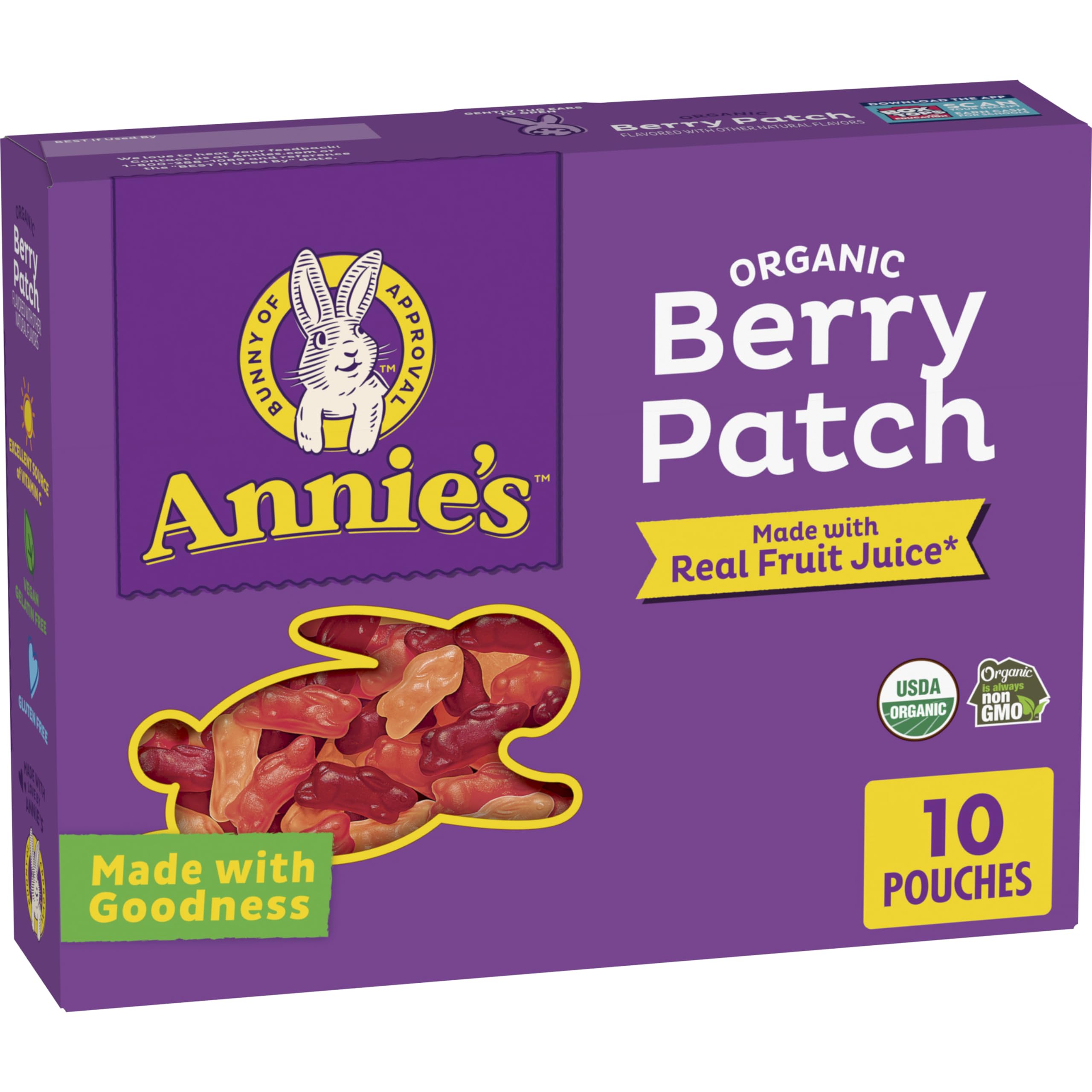 10-Pack 7-Oz Annie's Organic Berry Patch Bunny Fruit Flavored Snacks $2.60 (26c Ea) w/ S&S + Free Shipping w/ Prime or on $35+