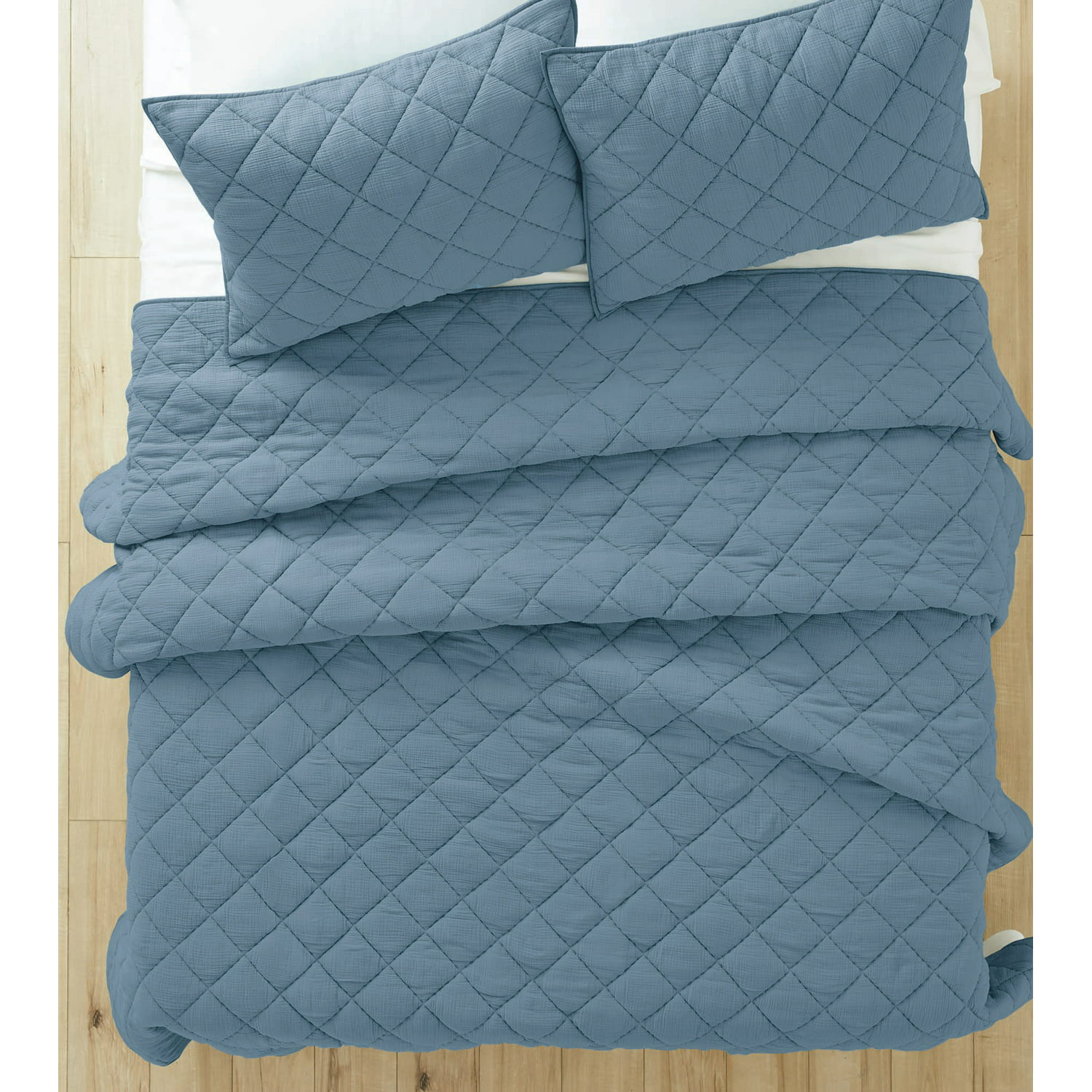 Better Homes & Gardens Blue Diamond Gauze Quilt & 2 Pillow Shams (King) $12  + Free S&H w/ Walmart+ or $35+