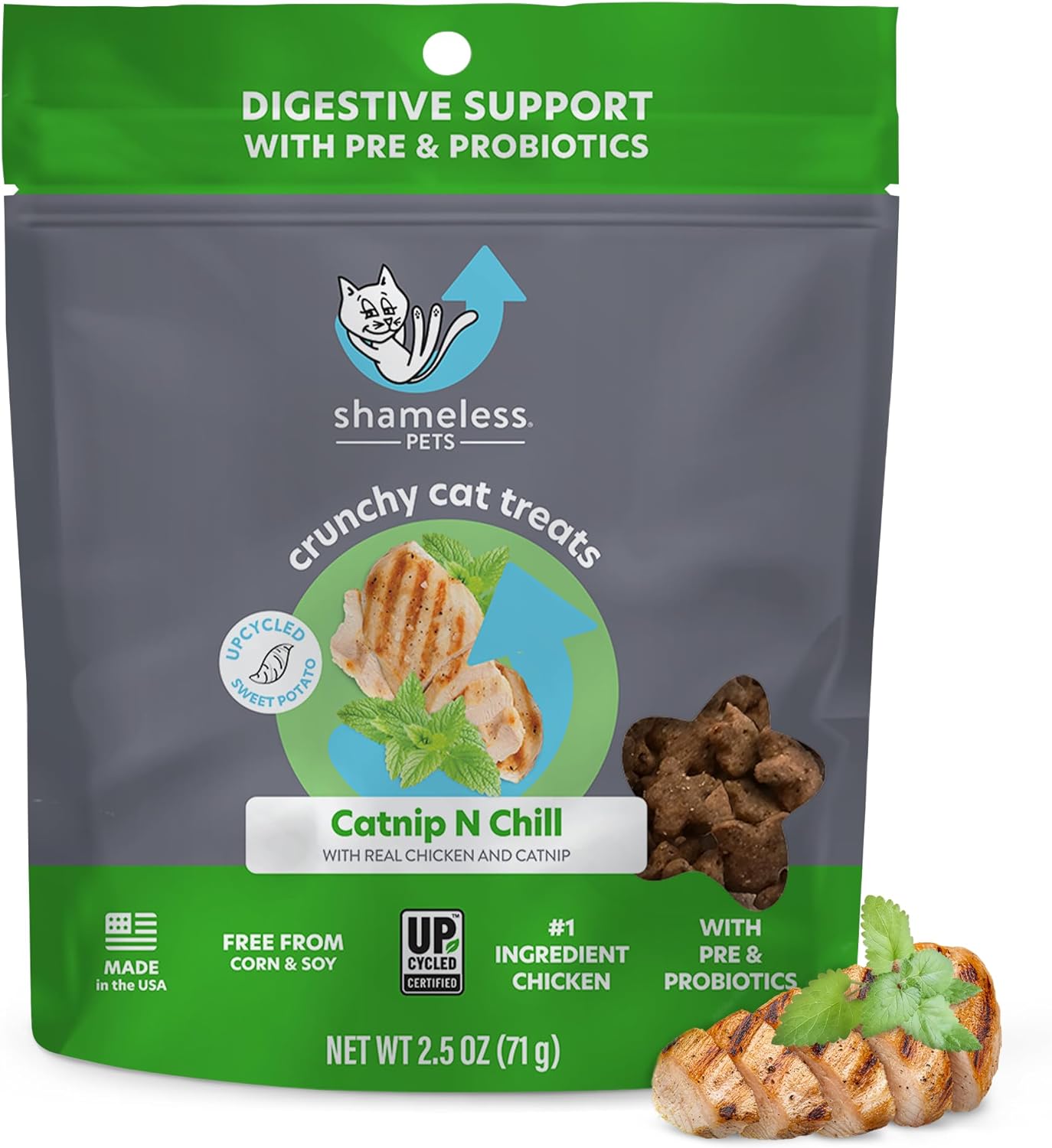 2.5-Oz Shameless Pets Digestive Health Catnip Chicken Crunchy Cat Treats & More $1.55 w/ S&S + Free Shipping w/ Prime or on $35+